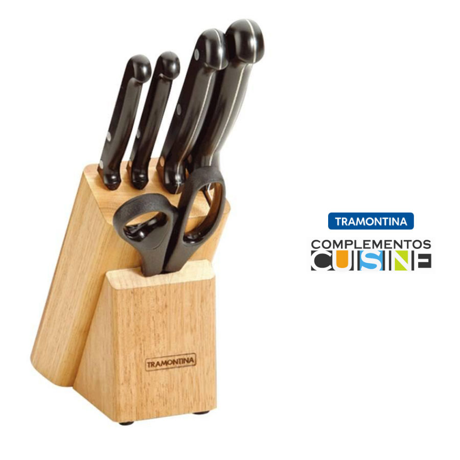 Juego de cuchillos y tijera con taco, modelo ULTRACORTE - TN8075 — Fivisa