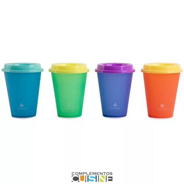 Pack de 4 vasos con cambio de color activado al calor Manna. 16 oz