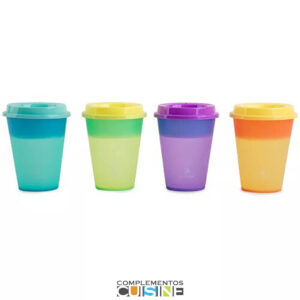 Pack de 4 vasos con cambio de color activado al calor Manna. 16 oz